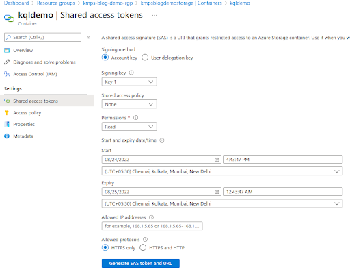 Creating SAS Token